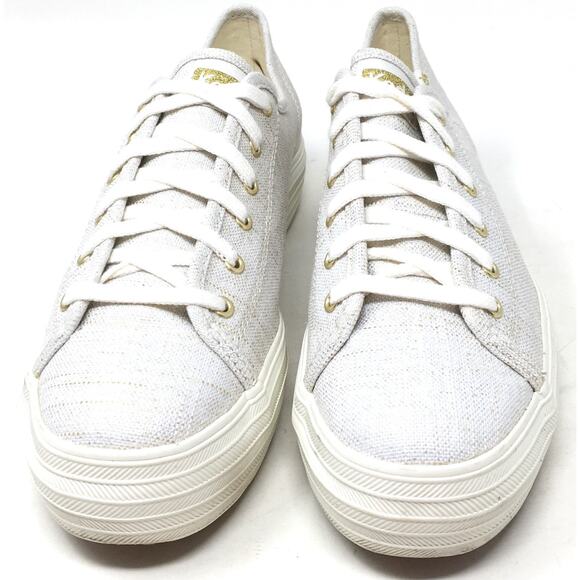 Keds Triple Kick Women's Sz 8 Metallic Textile Gold Lace Up Sneaker Tennis Shoes - Picture 4 of 7
